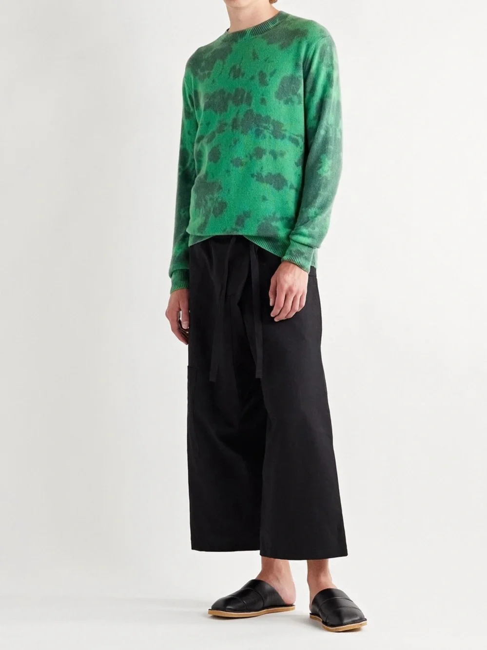 The Elder Statesman Hot Tranquility Tie-Dyed Cashmere Sweater Green - Picture 1 of 6